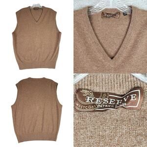 Patrick James Reserve Sweater Vest Cashmere Men's Size Medium M Brown